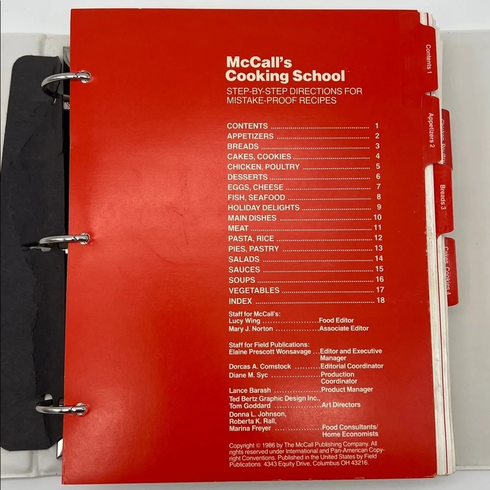 Vintage McCall's Cooking School Cookbook Color-Illustrated Recipes 3-Ring Binder